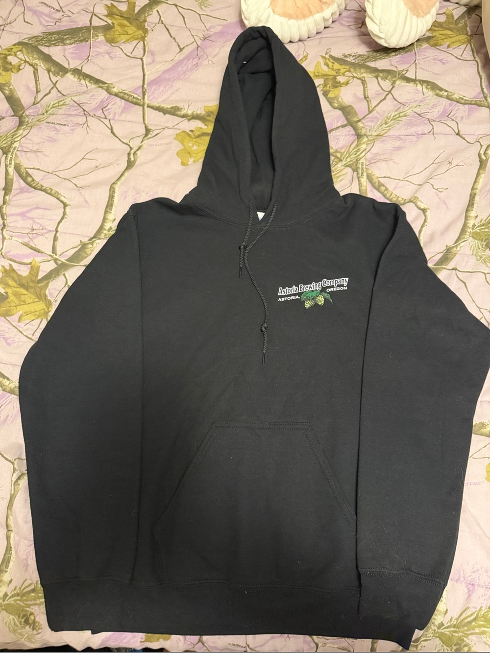 Gildan Black Hoodie with Small Green Logo